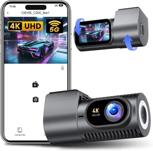 4K Mini Front Dash Cam with WiFi & 360° Rotation