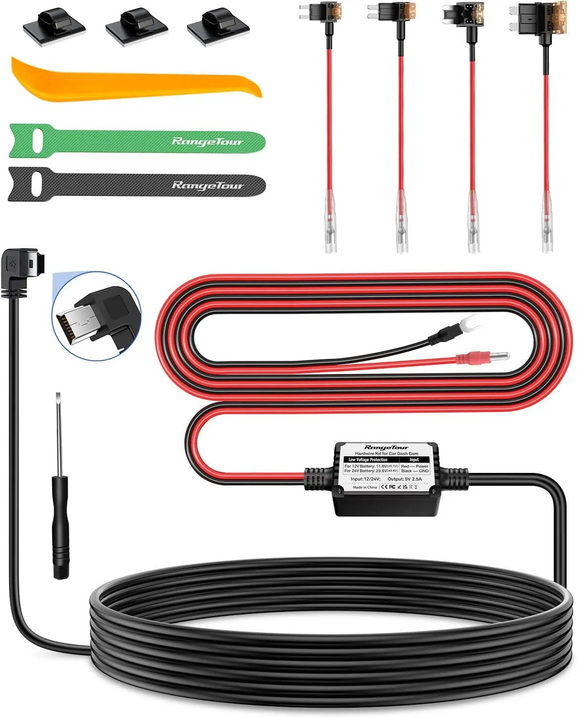 Mini USB Dash Cam Hardwire Kit