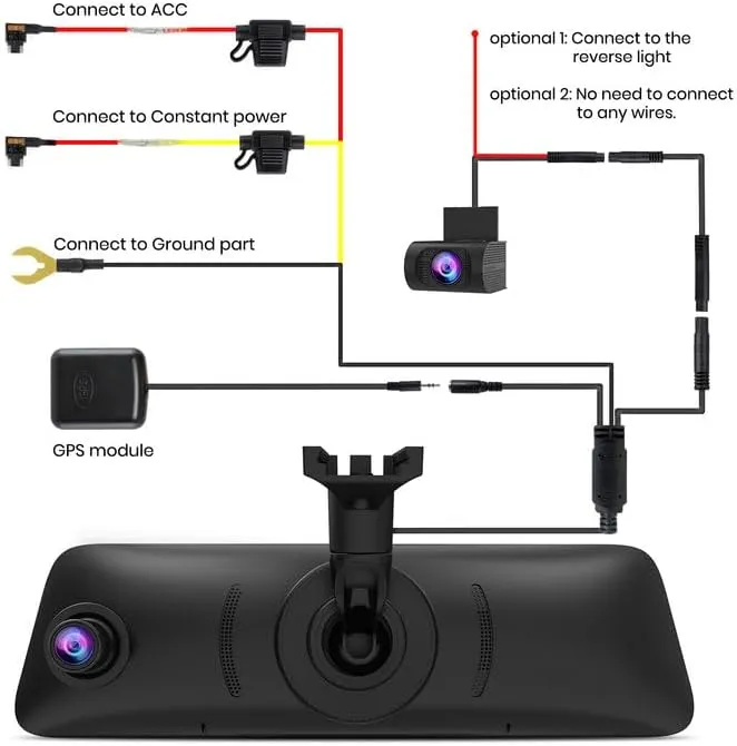 OEM Mirror Dash Cam Front and Rear – 1080P Smart Rear View Mirror with GPS & Parking Mode - Image 8
