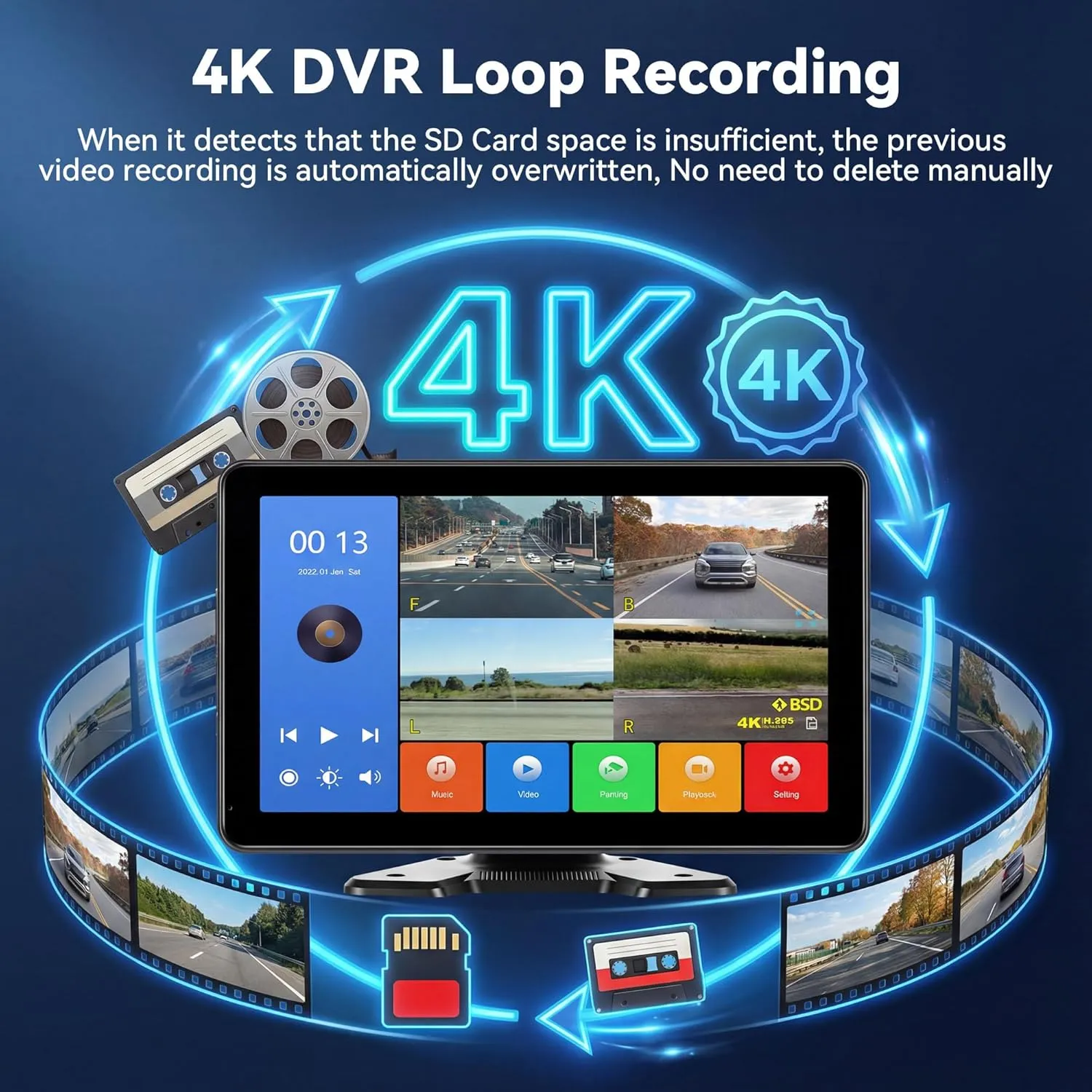 10.1 Inch Quad Split Screen Reversing Camera Kit - Image 6