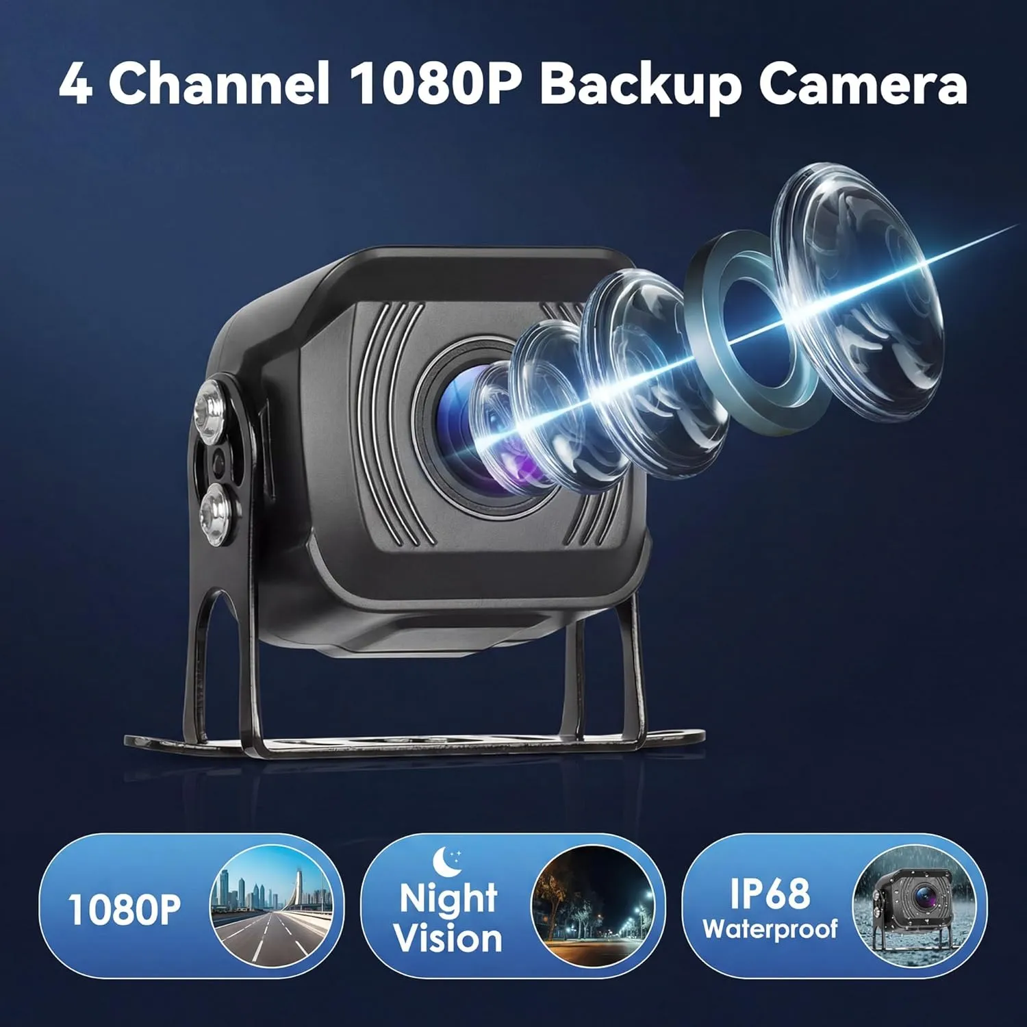 10.1 Inch Quad Split Screen Reversing Camera Kit - Image 7